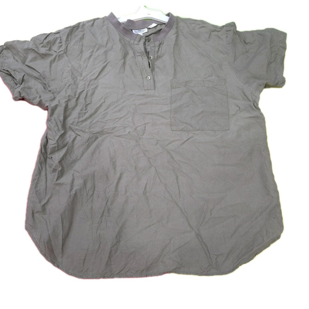 Vintage Royal Silk 100% Silk Henley Shirt Blouse - Size L - Olive Green